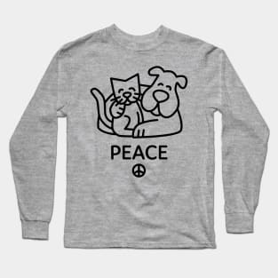Dog & Cat Peace - Dogs And Cats Lovers Long Sleeve T-Shirt